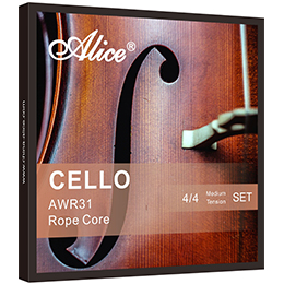 AWR313 Cello String Set, High-Carbon Steel Core and Steel Rope Core, Ni-Cr Winding