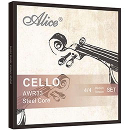 AWR313 Cello String Set, High-Carbon Steel Core and Steel Rope Core, Ni-Cr Winding