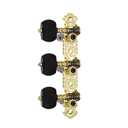 AOS-020V3 Gold-Plated Machine Head, Steel Plate, Black Oval Synthetic Resin Peg