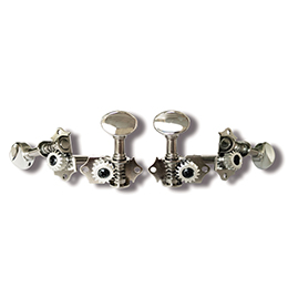 AU014 Nickel-Plated Ukulele Machine Heads, Steel Plate, ABS Pegs (4-Pcs-Set)