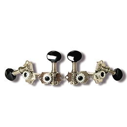 AU014 Nickel-Plated Ukulele Machine Heads, Steel Plate, ABS Pegs (4-Pcs-Set)