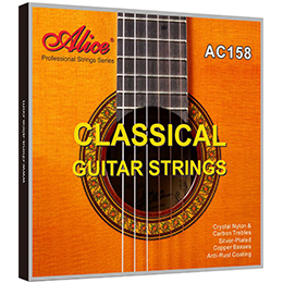 AC132 Classical Guitar String Set, Clear Nylon Plain String, Silver Plated Copper Winding, Anti-Rust Coating