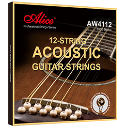 AW4112 12-String Acoustic Guitar Strings, Plated High Carbon Steel Plain String, 80/20 Bronze Winding, Nano Polished Coating