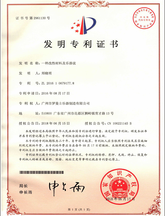 Certificate of Invention Patent 