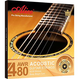 AWR480 Acoustic Guitar String Set, Plated High-Carbon Steel Plain string, 80/20 Bronze Winding,  Nano Polished Coating