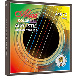 A407C Colorful Acoustic Guitar String Set, Stainless Steel Plain String, Silver Plated Copper Alloy Winding, Anti-Rust Coating