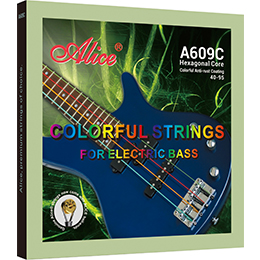 A609C Colorful Electric Bass String Set, Copper Alloy Winding, Colorful Anti-Rust Coating