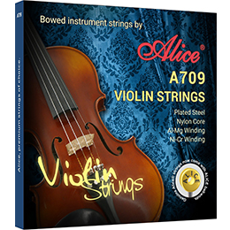 A747 Violin Sting Set, Plated Steel Plain String, Nylon Core, Al-Mg and Silver Winding