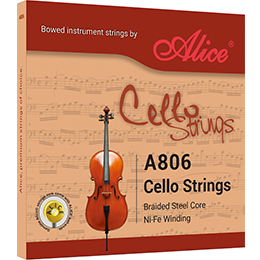 A806 Cello String Set, Braided Steel Core, Ni-Fe Winding