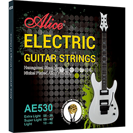 AE530 Electric Guitar String Set, Plated Steel Plain String, Nickel Plated Alloy Winding