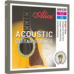 AW430 Acoustic Guitar String Set, Plated Steel Plain String, Copper Alloy Winding, (80/20 bronze color) Anti-Rust Coating
