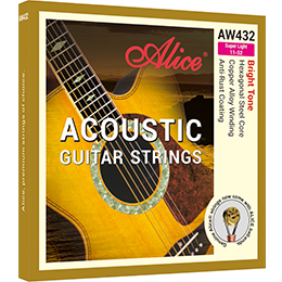 AW432 Acoustic Guitar String Set, Plated Steel Plain String, Copper Alloy Winding, (85/15 bronze color) Anti-Rust Coating