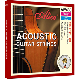 AW433 Acoustic Guitar String Set, Plated Steel Plain String, 85/15 Bronze Winding, Anti-Rust Coating