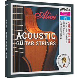 AW434 Acoustic Guitar String Set, Plated Steel Plain String, 80/20 Bronze Winding, Anti-Rust Coating