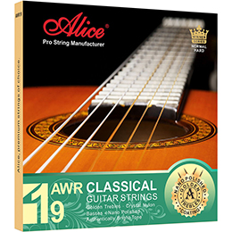 AWR19C Classical Guitar String Set，Ti-Gold Color Carbon, Silver Plated Copper Winding,Nano polished coating