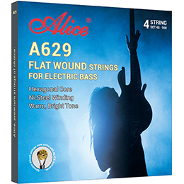 A629 Flat Wound Electric Bass String Set, Polished Nickel Alloy Wound